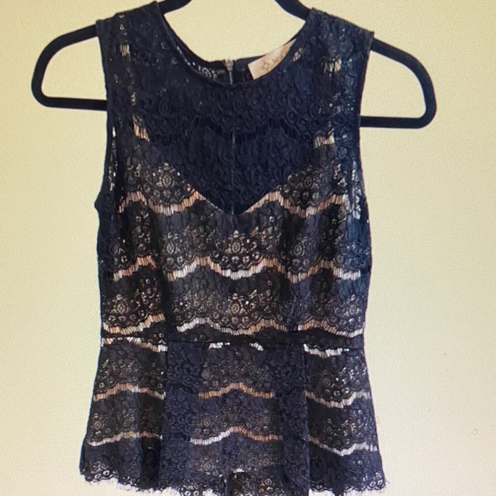 Wayf Navy Lace Sleeveless Blouse